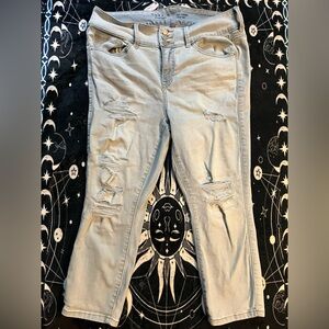 Torrid Cropped Jegging-Light Blue Distressed Jeans size 12-SUPER SOFT